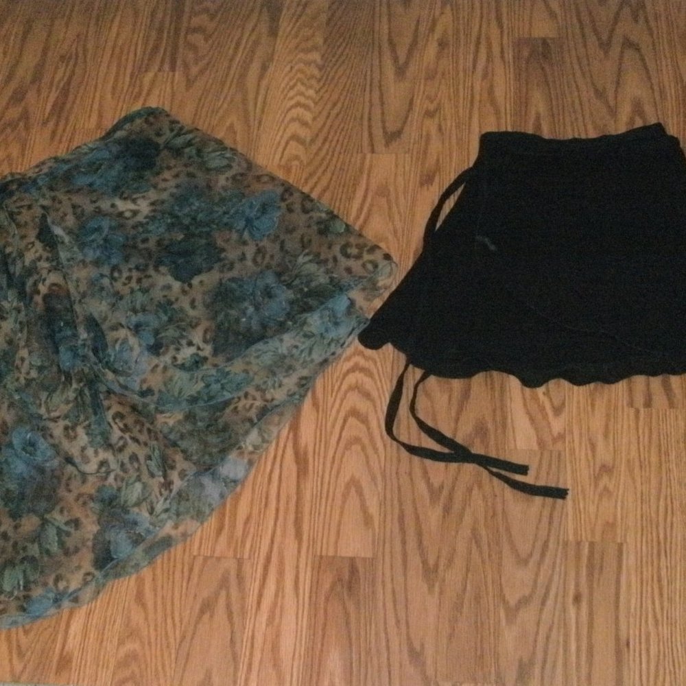 Two Dance Skating Ballet Chiffon Wrap Skirt Floral Animal ...